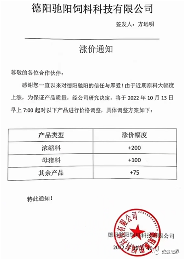 2022年10月飼料漲價(jià)信息